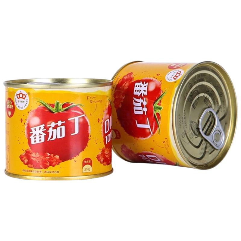 冠农股份【2025年新产季】新疆番茄丁210g*3罐自然成熟西红柿丁蕃茄块罐头