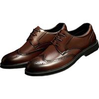 Bata商务鞋男牛皮正装德比鞋婚鞋W8113CM4 棕色 42 棕色 牛皮