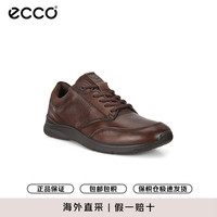 ecco 爱步 休闲皮鞋男鞋 轻便牛皮运动鞋健步鞋 舒适透气 欧文系列 棕色 44