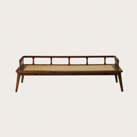 梵几 FNJI 家具罗汉床/黑胡桃实木床新中式简约藤席沙发床白蜡木整装 美国黑胡桃木