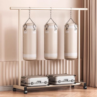 美潮 晾衣架落地家用卧室挂衣架阳台可移动简易挂衣服架子凉晒杆衣帽架 120cm黑-简易伸缩款