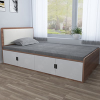 平子集 单人小床 1.2*2.0m 浮雕胡桃色