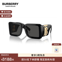BURBERRY 博柏利 太阳镜方形女时尚墨镜 深灰色镜片黑色镜腿