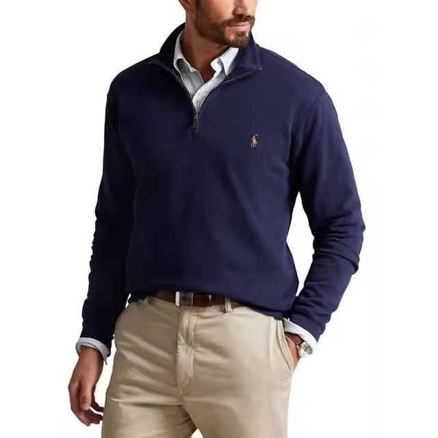 值选：RALPH LAUREN 拉夫劳伦 男款 Big&Tall 罗纹1/4拉链套头衫 多色可选