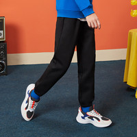 李宁 LI-NING童装儿童运动裤子男女大童秋季亲肤透气高弹束脚速干卫裤长裤 黑色(加绒)-541-13 170