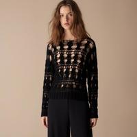 ZARA 女士时髦复古镂空保暖长袖毛衫