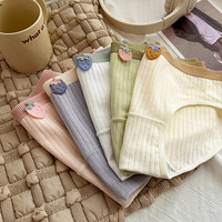 雅鹿小清新纯棉内裤女全棉裆女士透气大码中腰包臀纯欲少女三角裤 2绿色+2紫色+2肤色+1粉色 7条 M 【70-100斤】