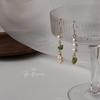 花饰庄园 淡水珍珠碎石925银针镀14K手作设计感耳环女复古宫廷小众耳饰 B-874