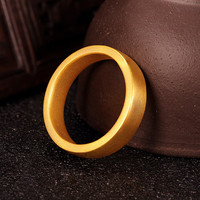 凯福珠宝 HOIFOOK JEWELLERY 黄金戒指 实心光面福慧结婚戒指  11号12.46克（以实际克重）