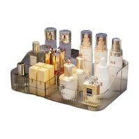 KAMAN轻奢化妆品收纳盒桌面护肤品置物架浴室洗漱台面膜口红整理盒 透明色【大号/7格】1个