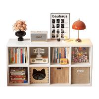 赛杉实木格子柜八格柜书架落地置物架儿童收纳储物矮柜子靠墙展示书柜