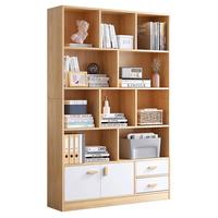 米客米家(MIKEMIJIA)书架简约落地收纳多功能大容量省空间储物架多层置物书架柜子 【柜门款】80*24*180cm田园色