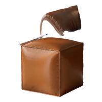 稻草熊稻草熊轻奢皮墩墩收纳箱创意坐垫换季衣物毯子收纳箱子 【深咖色】皮质墩墩包 大号