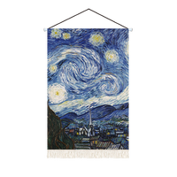 布摩登 梵高油画布艺挂画玄关客厅墙面装饰挂毯背景布高级感卧室墙布挂布 梵高的星空 宽50*高85厘米