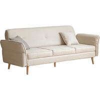 源氏木语布艺沙发床简易客厅两用多功能折叠床北欧小户型三人沙发 米白色 2.27米海绵款(布艺米白)