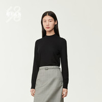 鄂尔多斯1980【头道绒可机洗抗菌】精纺女半高领羊绒衫25秋冬 黑 L 170/88A