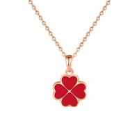 周大金 CHOW TAI KING四叶草银项链女感温变色吊坠锁骨链新年