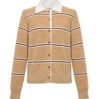 EP雅莹2025秋装 通勤含桑蚕丝丝绒POLO领廓形针织外套9163A 驼色 L