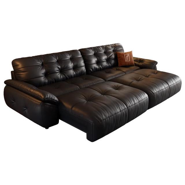 法莎蒂 FA SA DI HOUSEHOLD 云朵真皮复古风客厅书房多功能伸缩 1.3米双扶单 2.2mm厚全头层牛皮