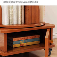 米客米家旋转书架实木色可移动客厅简易落地置物架360度家用收纳柜 云溪白色46*46*173cm 【自行安装】有安装教程