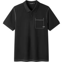 gxg.jeans男装 多色明线简约商务通勤翻领短袖polo衫男 25夏 黑色 M (170)