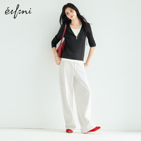 伊芙丽（eifini）蒋欣代言假两件撞色带帽拉链套头针织衫女2025秋季毛衫女 沉檀灰 M 105-115斤