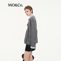 MO&Co.针织外套2025秋绵羊毛假两件开衫拼接衬衫宽松MBE3CART11 中花灰色 XS /155