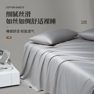 La Torretta床单单件 100支长绒棉纯色全棉酒店床上被单床罩 浅灰245*250cm