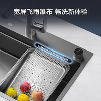 恒洁多功能瀑布水槽纳米大单槽304不锈钢大容量厨房水槽洗菜池191 【191水槽套装】+907抽拉龙头