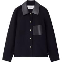 ERDOS 25秋冬翻领时髦帅气拼接时尚女夹克外套 黑 XS 155/76A