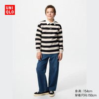 UNIQLO 优衣库 童装男童女童休闲POLO衫长袖T恤学院风480328 30 浅米色 160