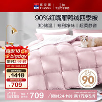 富安娜 红嘴雁 90%灰鸭绒羽绒被 双人被 203*229cm 粉