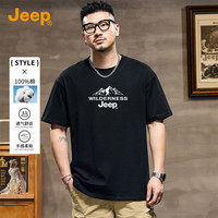 Jeep 吉普 纯棉短袖T恤男2025夏季薄款圆领宽松潮牌休闲体恤男