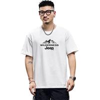吉普（JEEP）【260G重磅】纯棉短袖T恤男2025夏季薄款圆领宽松潮牌休闲体恤男 XL 白色
