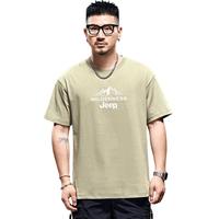 吉普（JEEP）【260G重磅】纯棉短袖T恤男2025夏季薄款圆领宽松潮牌休闲体恤男 M 灰绿色