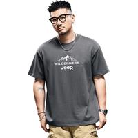 吉普（JEEP）【260G重磅】纯棉短袖T恤男2025夏季薄款圆领宽松潮牌休闲体恤男 L 灰色