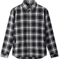 gxg.jeans男装衬衫2024年春秋季黑白格翻领长袖衬衣