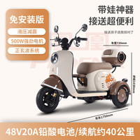 凤凰 甲壳虫 电动三轮车 500W+48V20A铅酸电池