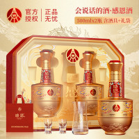 五粮液 感恩传承金礼盒装52度浓香型白酒 500mL 2瓶+酒具（中秋送礼必备）