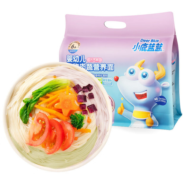 小鹿蓝蓝 小鹿蓝婴幼儿谷物肉蔬营养面450g 量贩元气款 宝面条儿童线面无盐