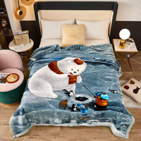 南极人双层毛毯被子冬天加厚款拉舍尔盖毯冬季10婚庆保暖盖毯宿舍绒毯子 CC-013 钓鱼熊 180x220cm约6斤.