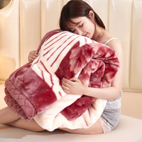 南极人双层毛毯被子冬天加厚款拉舍尔盖毯冬季10婚庆保暖盖毯宿舍绒毯子 CC-632 豆沙 150cmx200cm约4斤