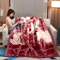 南极人双层毛毯被子冬天加厚款拉舍尔盖毯冬季10婚庆保暖盖毯宿舍绒毯子 CC-632 豆沙 200x230cm约8斤