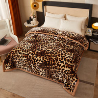 南极人双层毛毯被子冬天加厚款拉舍尔盖毯冬季10婚庆保暖盖毯宿舍绒毯子 CC-631 豹点 200x230cm约7斤