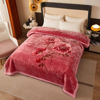 南极人双层毛毯被子冬天加厚款拉舍尔盖毯冬季10婚庆保暖盖毯宿舍绒毯子 CC-637 芋红 200x230cm约9斤