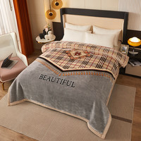 南极人双层毛毯被子冬天加厚款拉舍尔盖毯冬季10婚庆保暖盖毯宿舍绒毯子 CC-802 格子 200x230cm约7斤