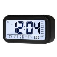 墨斗鱼 电子闹钟电池款黑色创意家用学生桌面三组闹铃数字智能时钟