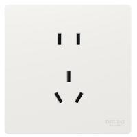 德力西（DELIXI）开关插座806免喷涂哑光磨砂大板正五孔插座10A汉玉白