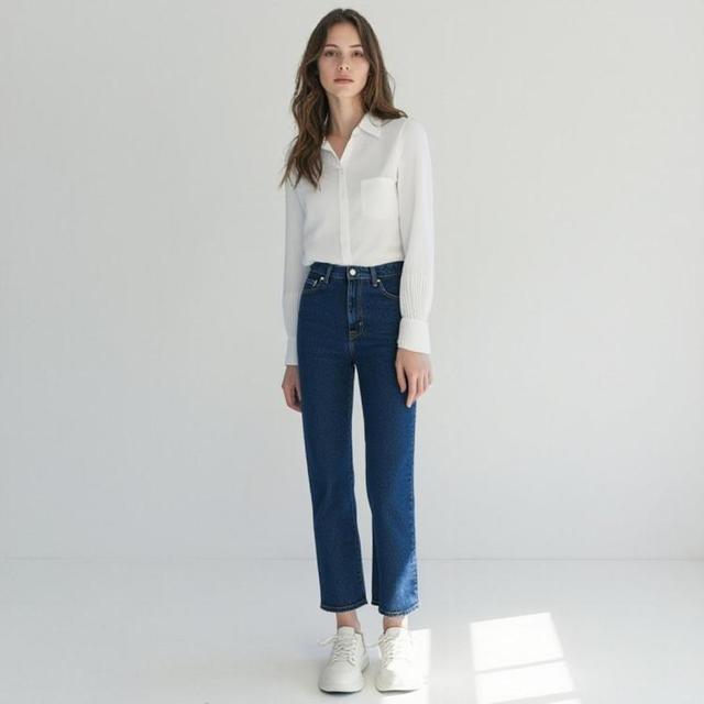 限尺码：& Other Stories H&M集团女式纯色极简休闲百搭显高显瘦牛仔长裤