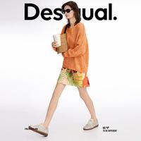 Desigual 25宽松橙色钩针编织女式针织衫